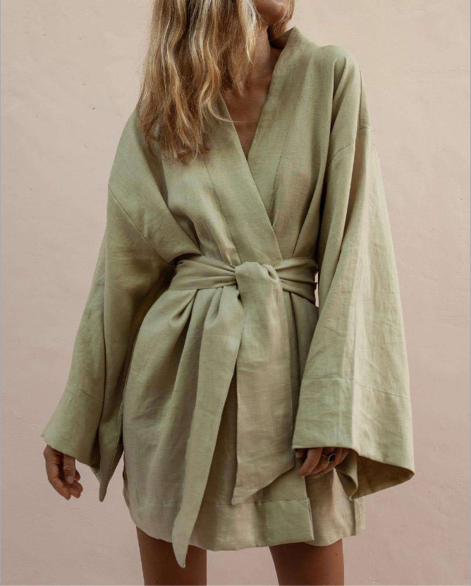 Nunziatina Kimono Minikleid Mit Taillengürtel