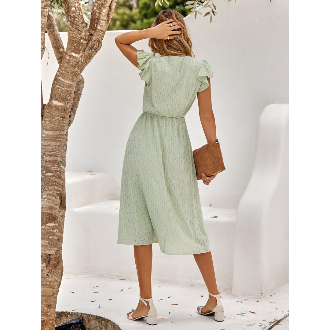 Rosalinde V-Ausschnitt High-Waist Kleid