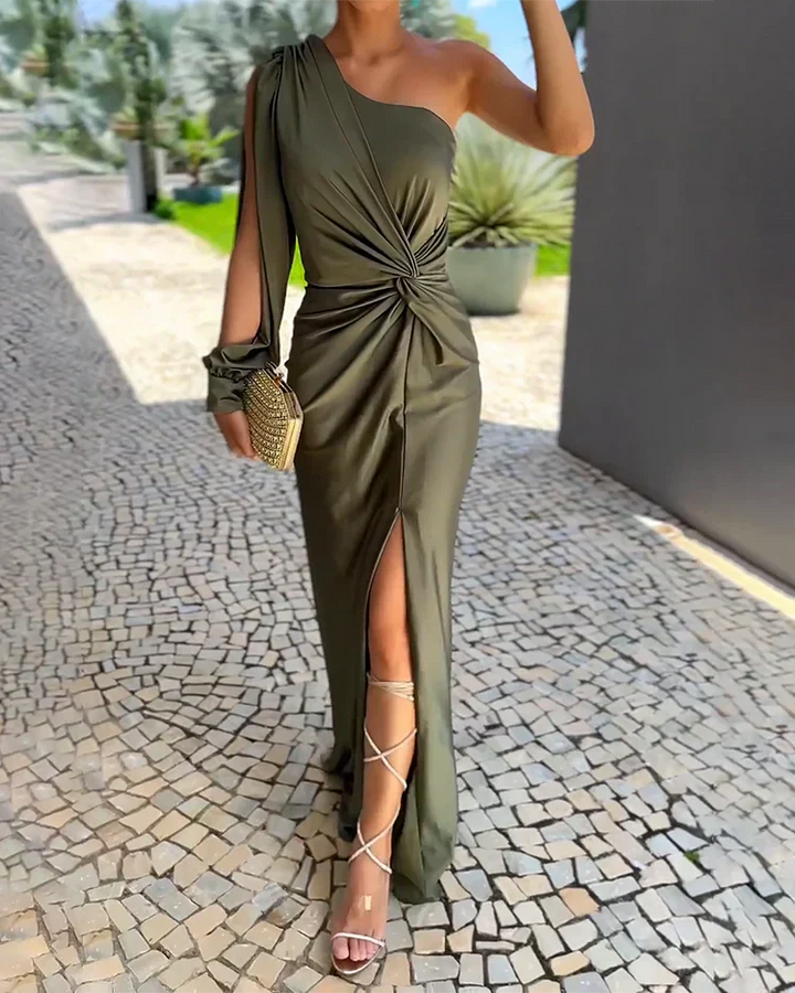Olivia Damen Maxikleid One-Shoulder Elegant