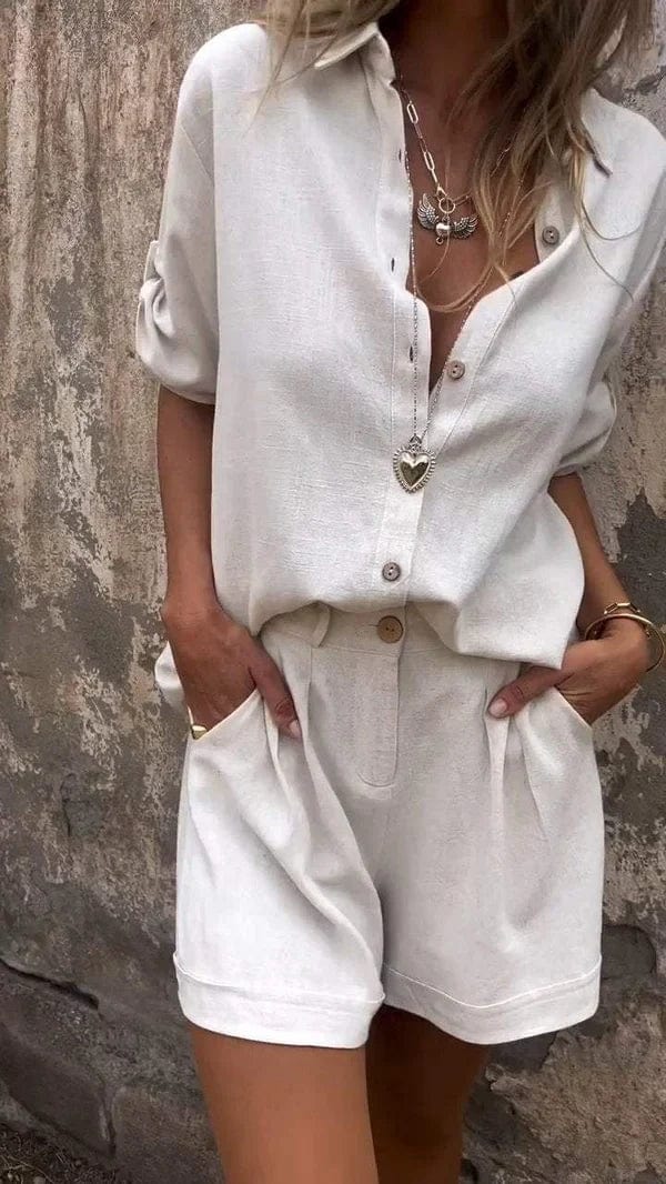 Azzurra Damen Zweiteiler mit Kurzarmhemd & Shorts