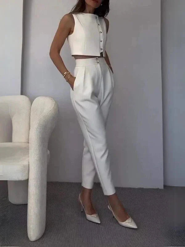 Isota Damen Zweiteiler mit Weste & High-Waist-Hose