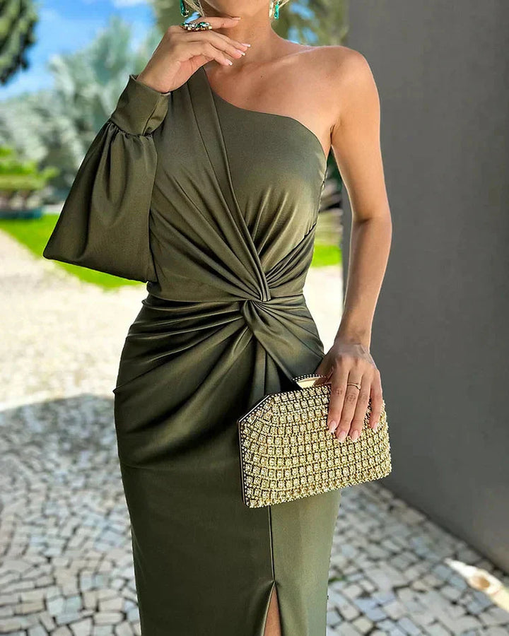 Olivia Damen Maxikleid One-Shoulder Elegant