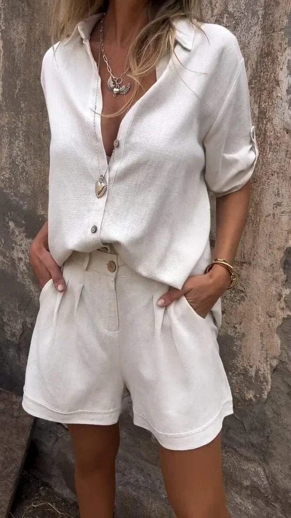 Azzurra Damen Zweiteiler mit Kurzarmhemd & Shorts