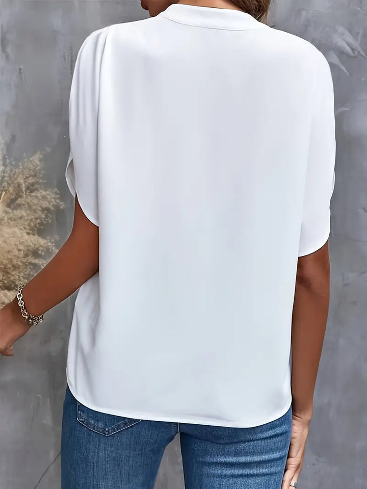 Mathilde Damen V-Ausschnitt Bluse Kurzarm