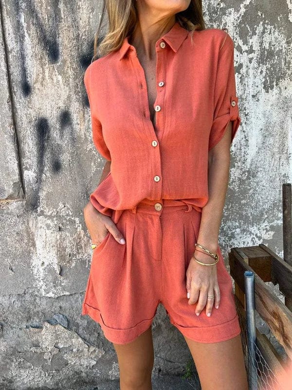 Azzurra Damen Zweiteiler mit Kurzarmhemd & Shorts