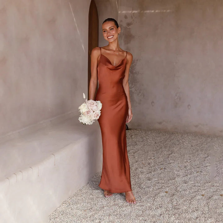 Ariane Luxuriöses Rückenfreies Satin-Hochzeitsgastkleid für Damen