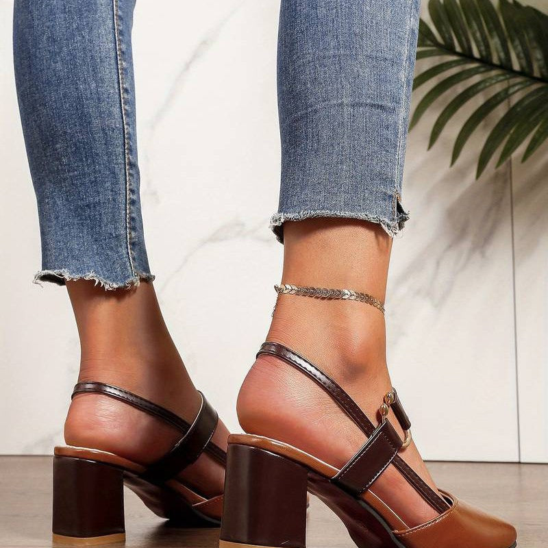Eleganti slingback ortopediche con tacco a blocco per donna