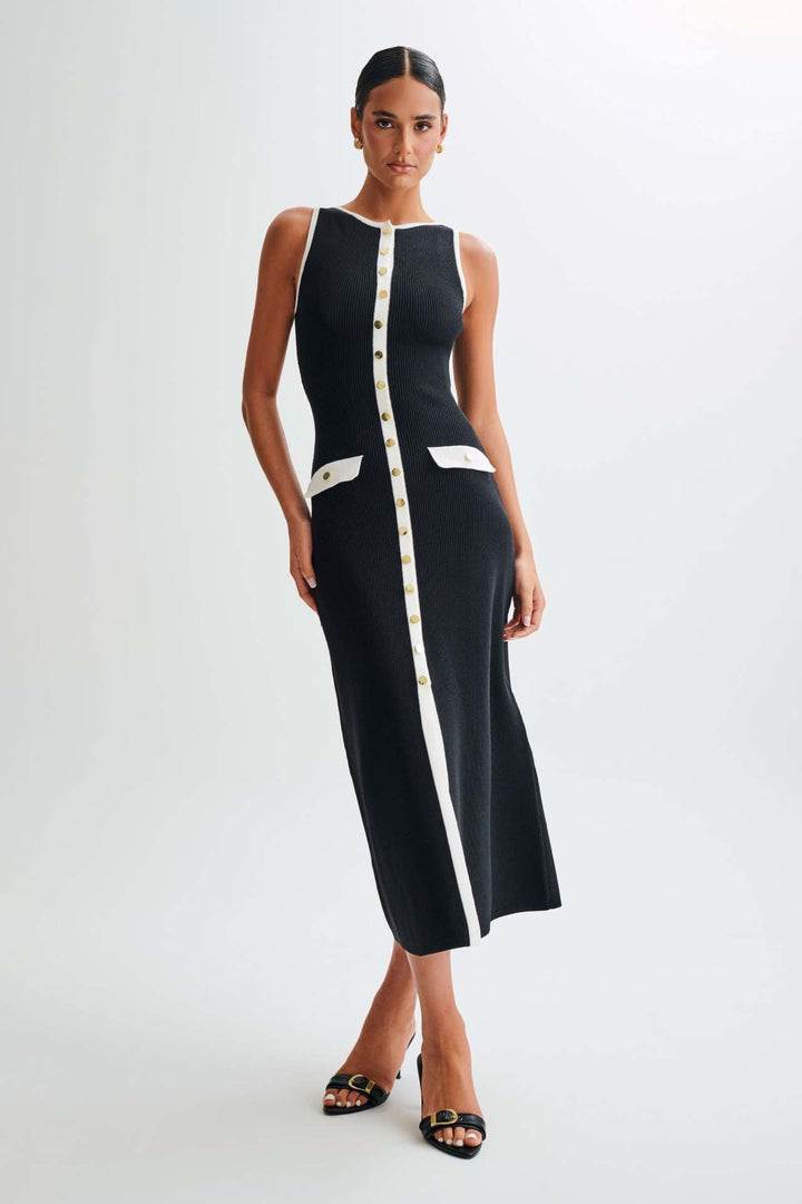 Célia Damen Strick-Midikleid Knopfdetail