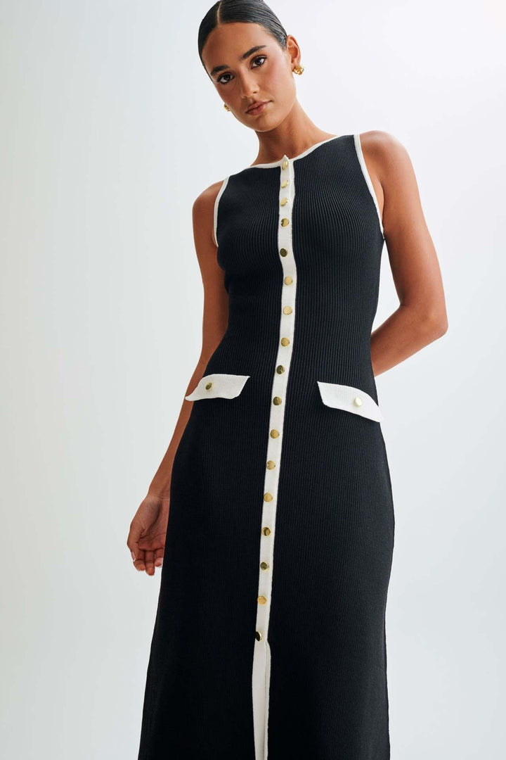 Célia Damen Strick-Midikleid Knopfdetail