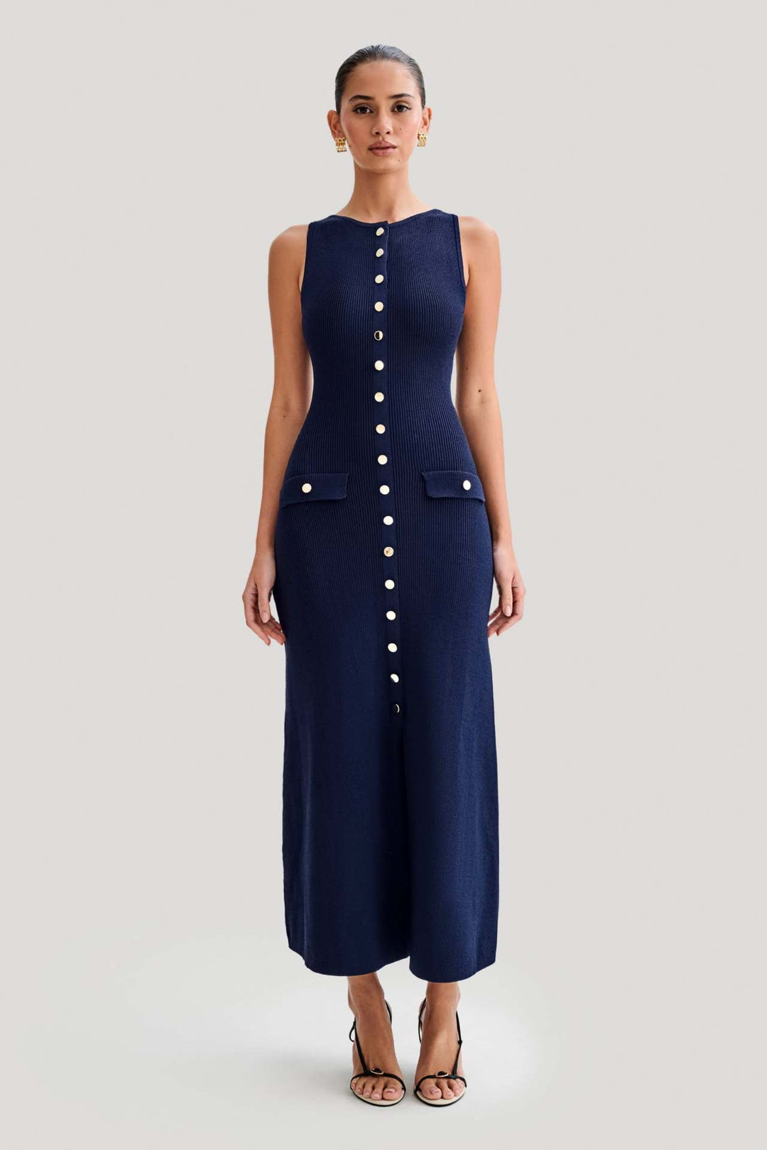 Célia Damen Strick-Midikleid Knopfdetail