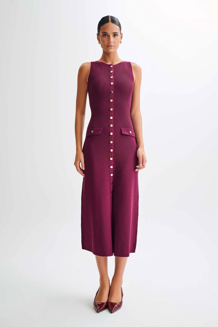 Célia Damen Strick-Midikleid Knopfdetail
