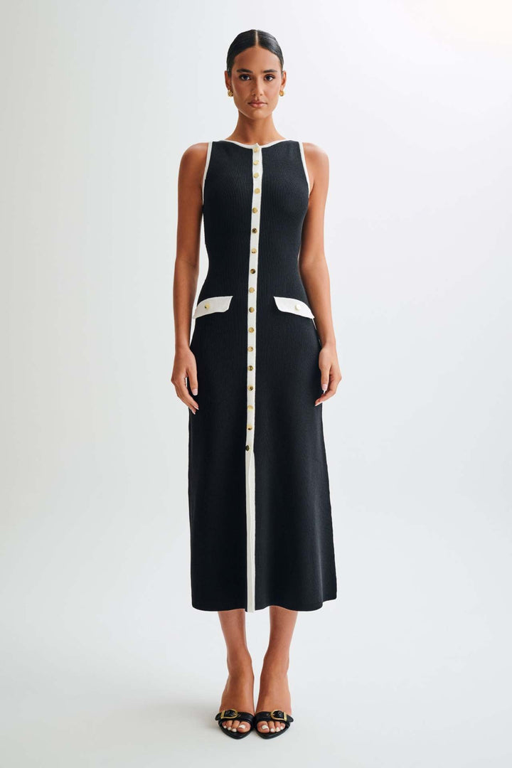 Célia Damen Strick-Midikleid Knopfdetail