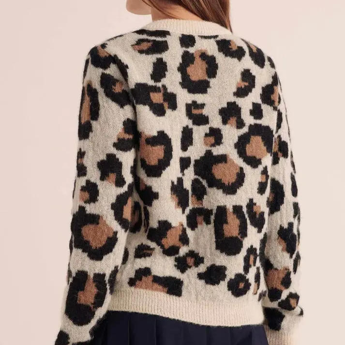 Ute Strick-Cardigan mit Leopardenmuster für Frauen