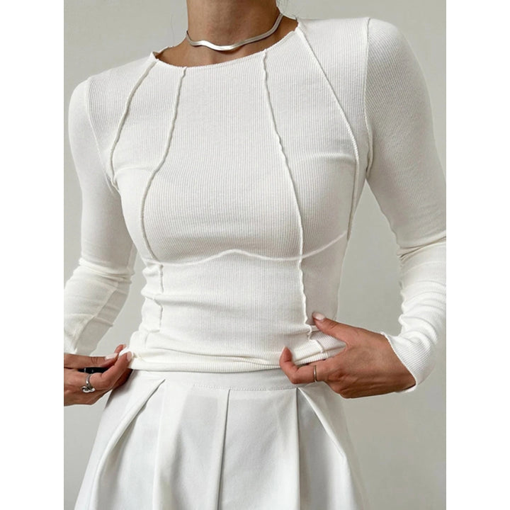 Damen-Langarm-Oberteil mit Kanteneinfassung