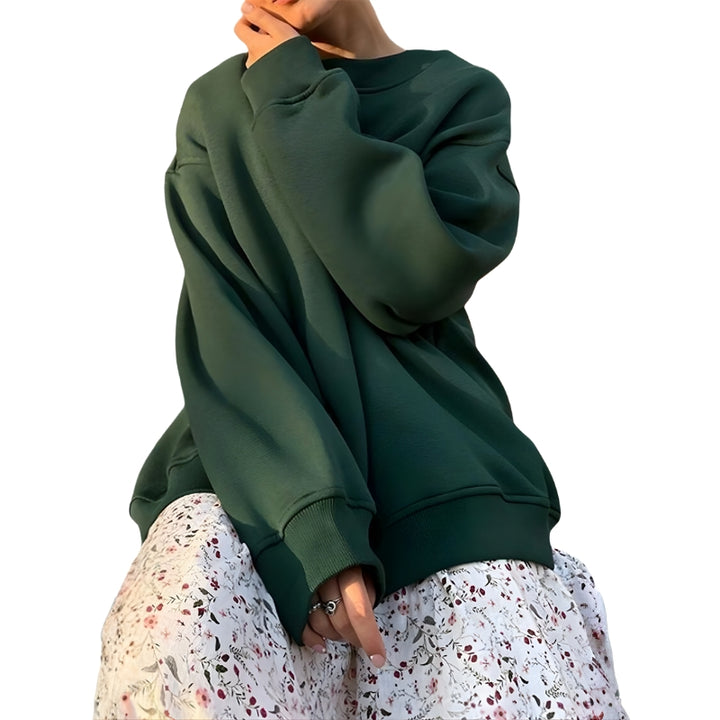 Damen-Sweatpullover mit rundem Halsausschnitt Weit Geschnitten