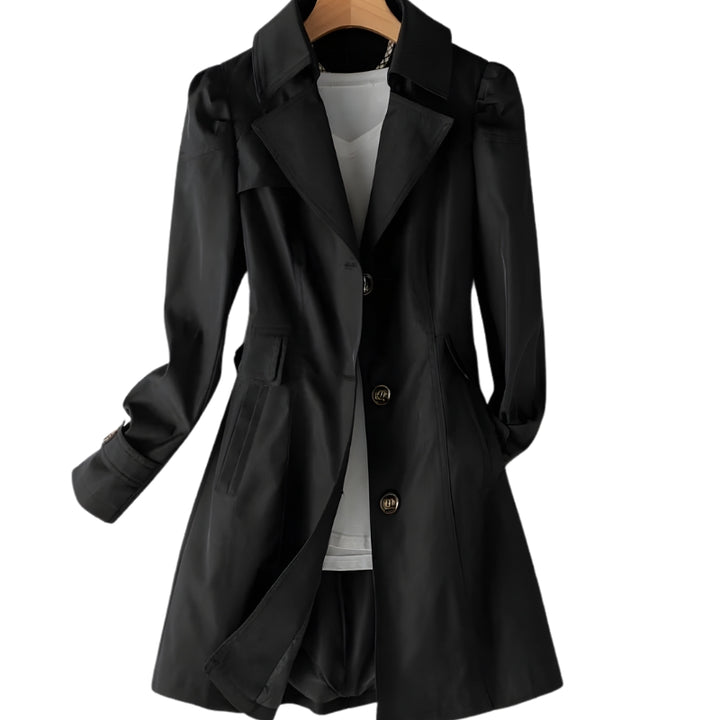 Damenmantel mit Knopfleiste und Kragen