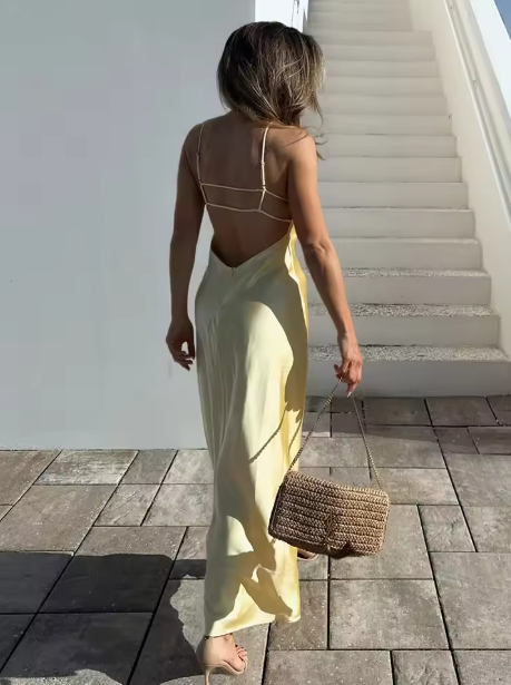 Elegantes Hochzeitsgäste Spaghettiträgern Kleid für Damen