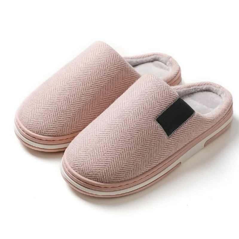 Herren-Hausschuhe geschlossen mit Fischgrätmuster