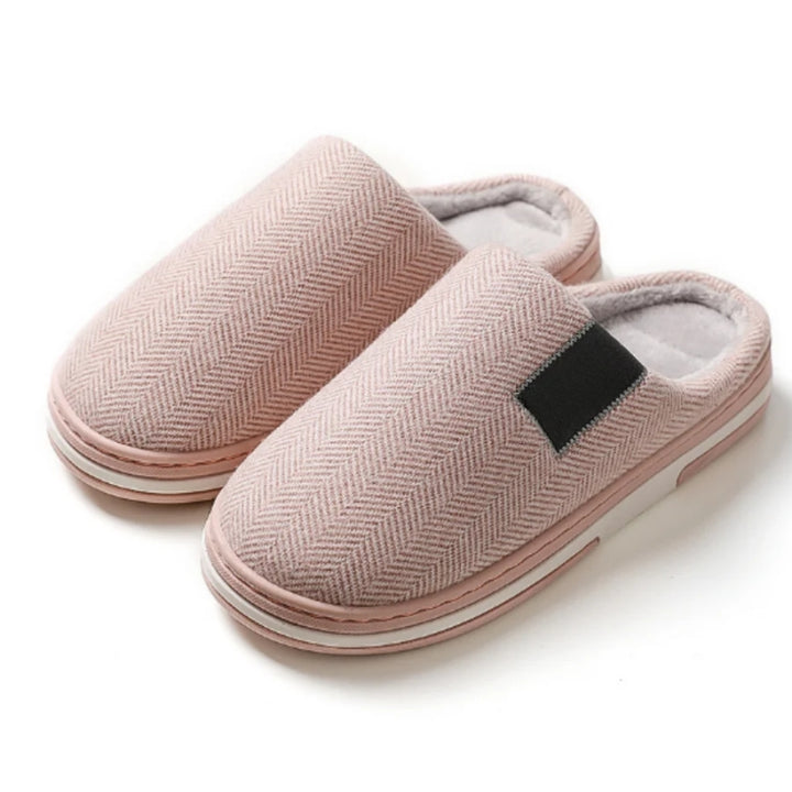 Herren-Hausschuhe geschlossen mit Fischgrätmuster