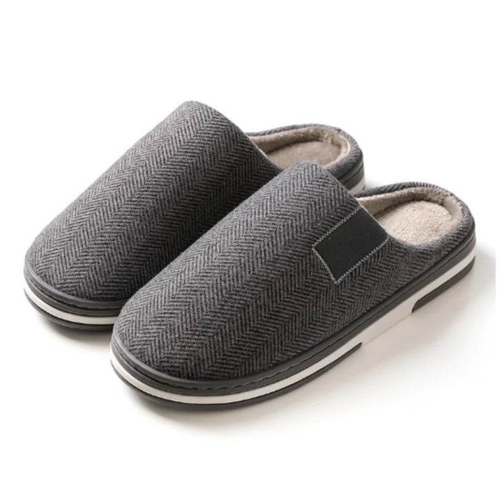 Herren-Hausschuhe geschlossen mit Fischgrätmuster