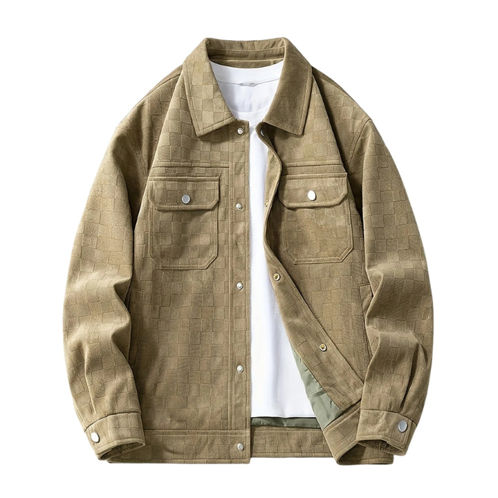 Herren Jacke mit Karomuster und Druckknöpfen