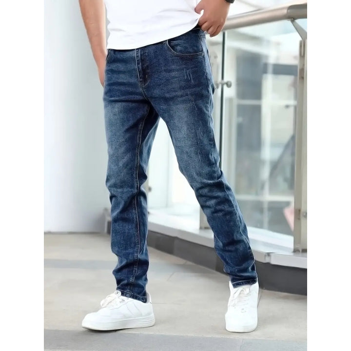Herren Jeans mit Used-Waschung Gerade Passform