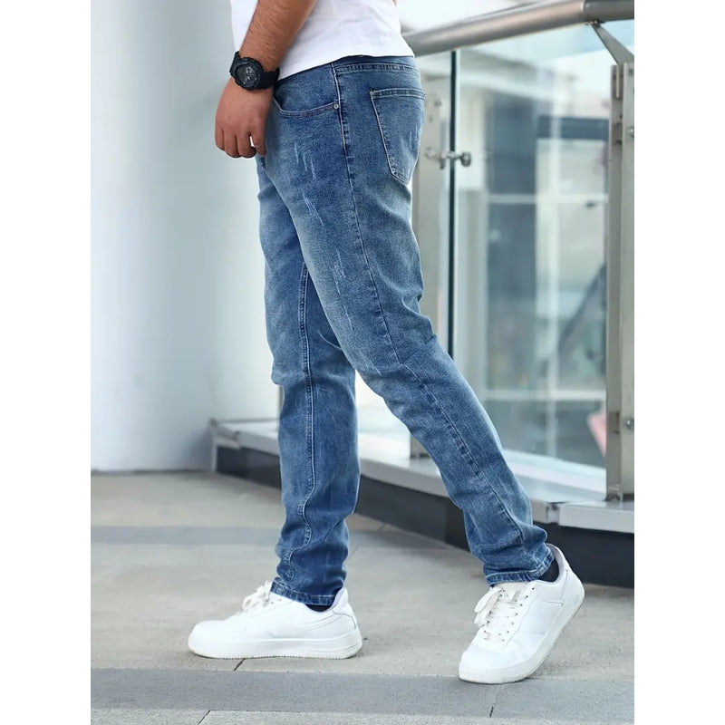 Herren Jeans mit Used-Waschung Gerade Passform