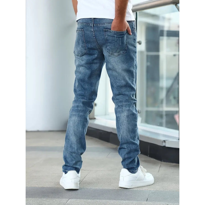 Herren Jeans mit Used-Waschung Gerade Passform