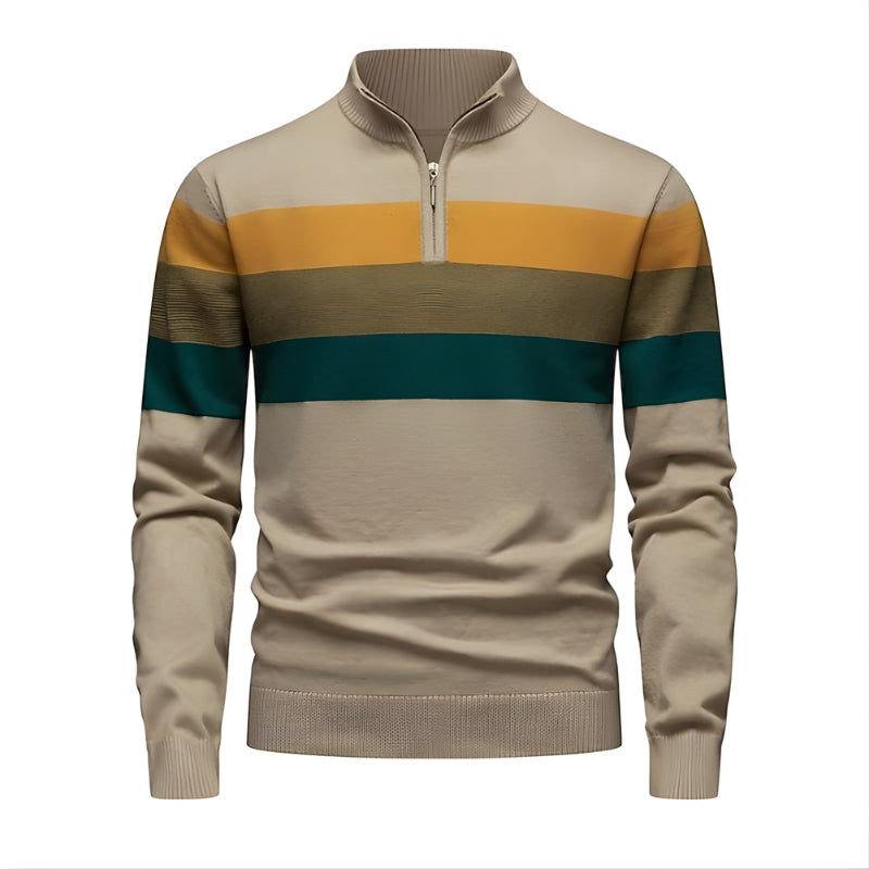 Herren Pullover mit Stehkragen und kurzem Reißverschluss