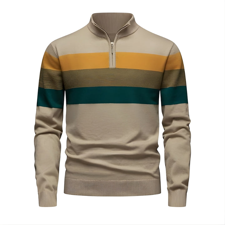 Herren Pullover mit Stehkragen und kurzem Reißverschluss