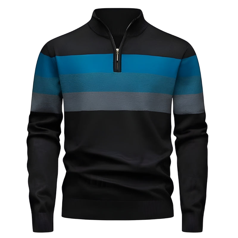 Herren Pullover mit Stehkragen und kurzem Reißverschluss