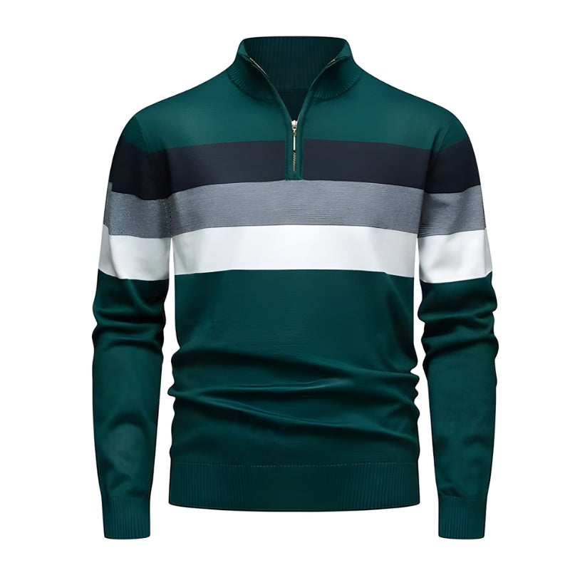 Herren Pullover mit Stehkragen und kurzem Reißverschluss