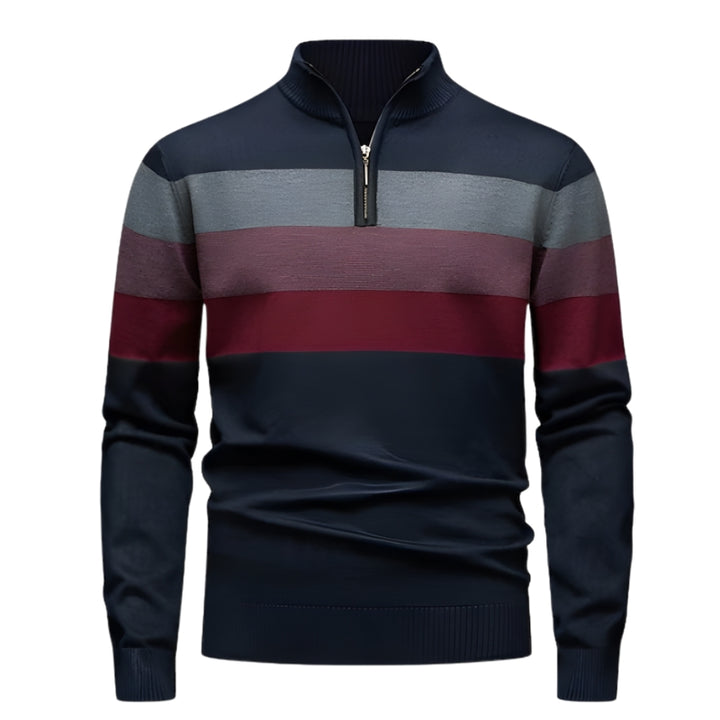 Herren Pullover mit Stehkragen und kurzem Reißverschluss