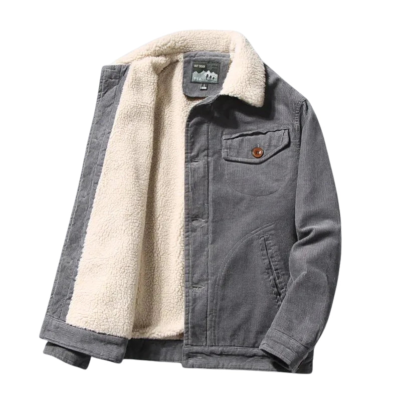Herren Winterjacke mit Fleecefutter und Knopfverschluss