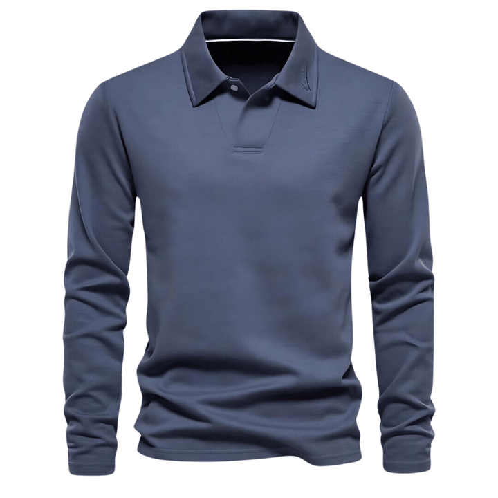 Herren Langarm-Polohemd mit Umlegekragen und geradem Saum