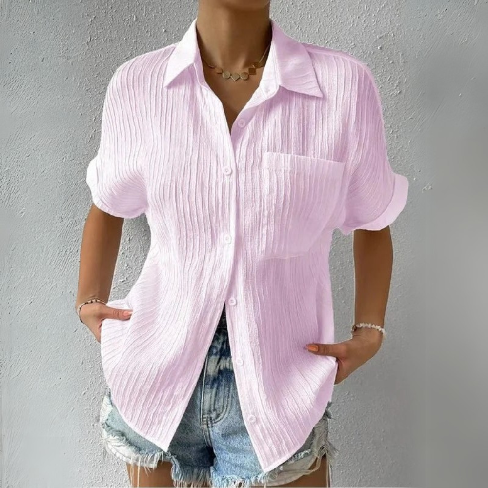 Elegante rosa Anna Damenbluse mit einem schickem, femininen Touch, ideal, um deinem Kleiderschrank Farbe zu verleihen