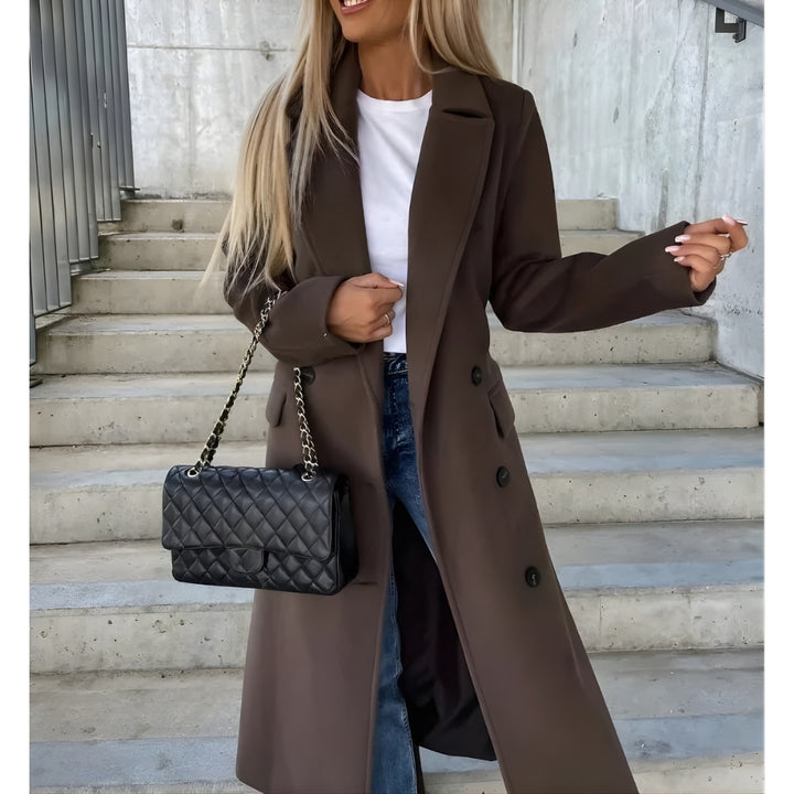 Langer Trenchcoat für Damen mit Bindegürtel