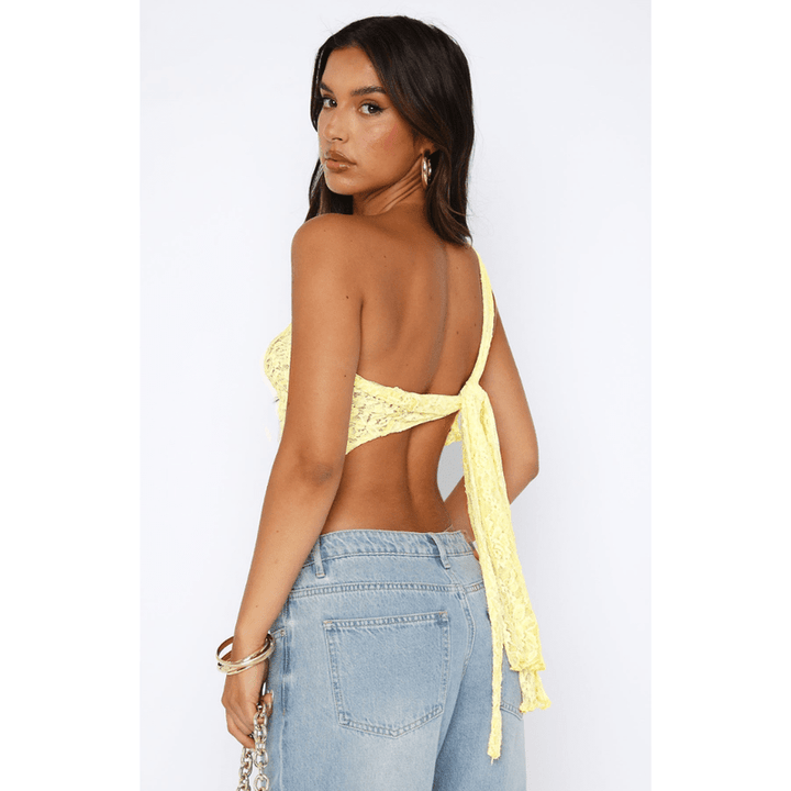 Elenore One-Shoulder Spitzen-Top mit Rückenschleife