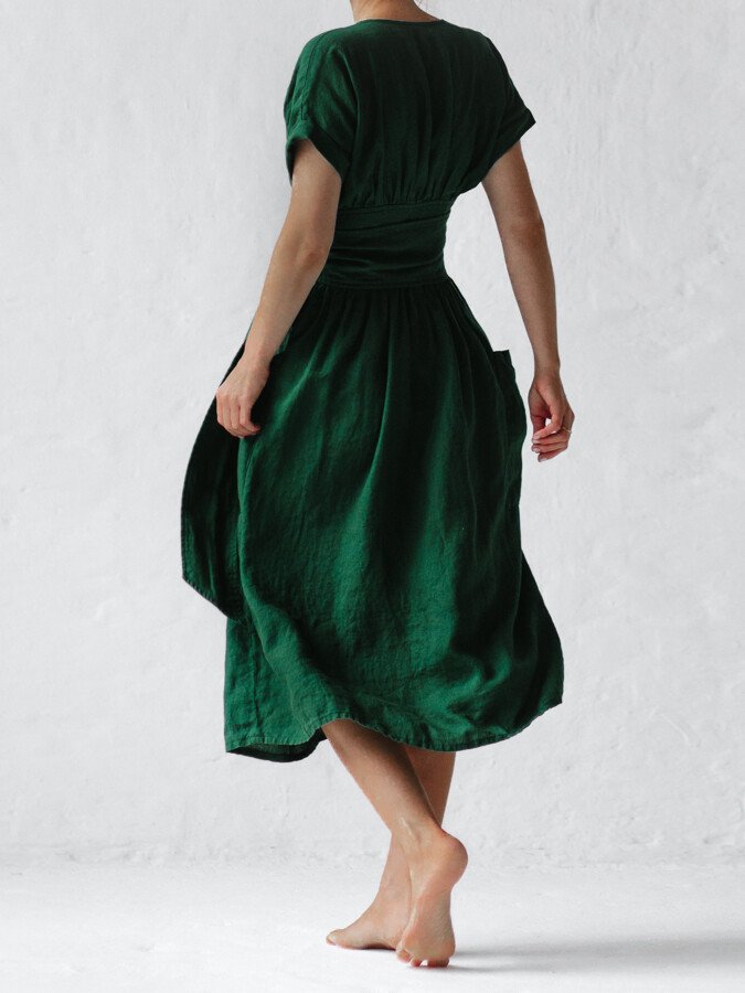 Verena Wickelkleid aus Leinen mit Taillengürtel für Frauen