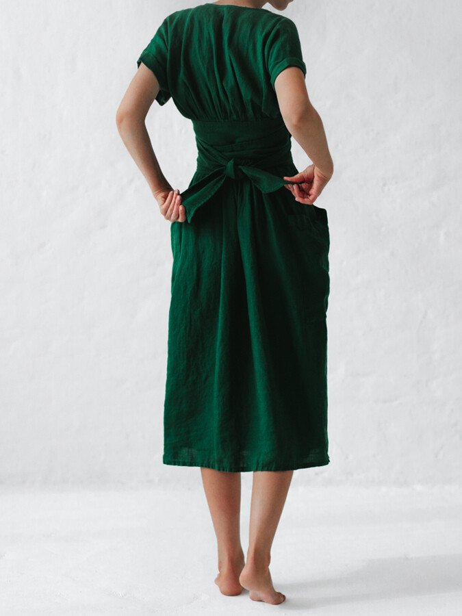 Verena Wickelkleid aus Leinen mit Taillengürtel für Frauen