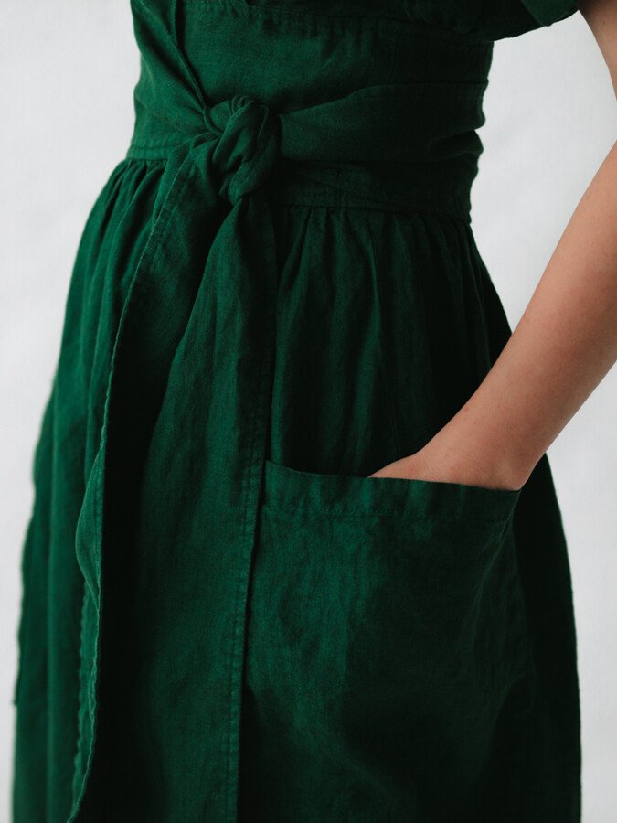 Verena Wickelkleid aus Leinen mit Taillengürtel für Frauen