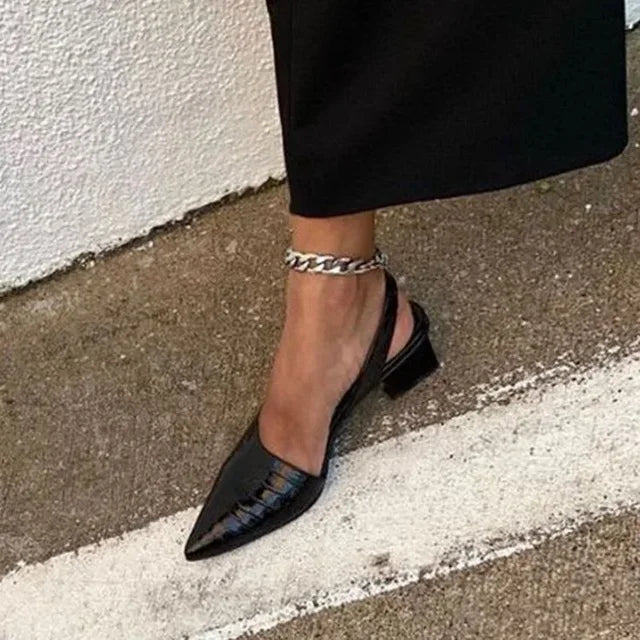 Louisa Slingback-Heels in Schwarz – Klassische Damen-High Heels mit spitzer Kappe für zeitlose und elegante Outfits
