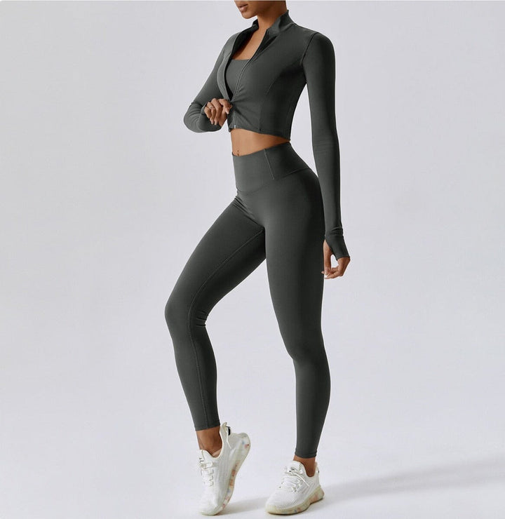 Doreen Damen 3-Teiliges Fitness-Set mit Zipper