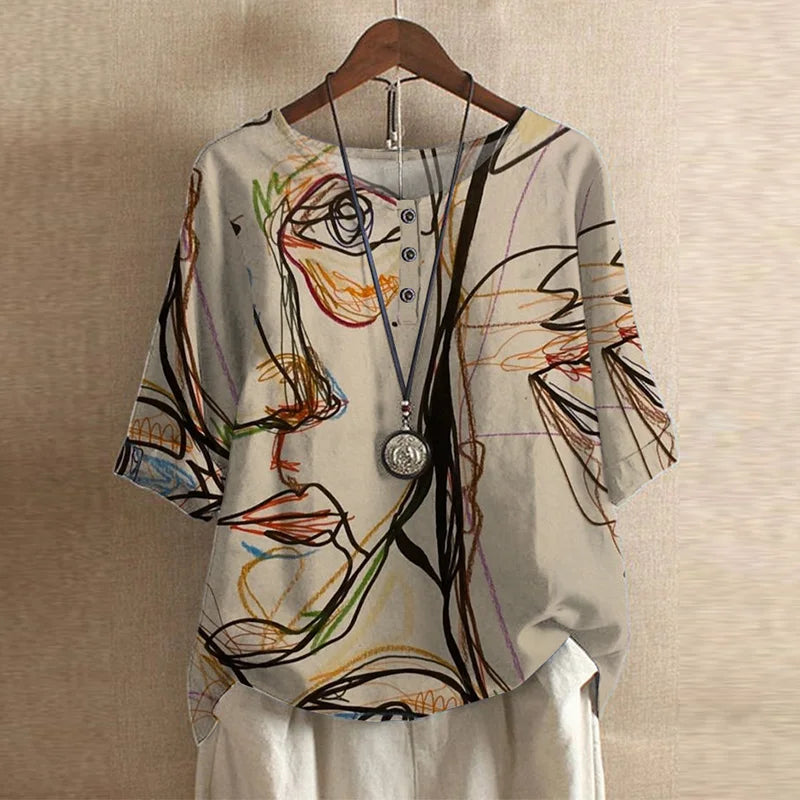 Xaveria Damenbluse mit Grafikdruck