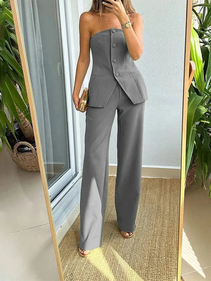 Vittoria Damen Zweiteiler mit Tube Top & Slim Pants