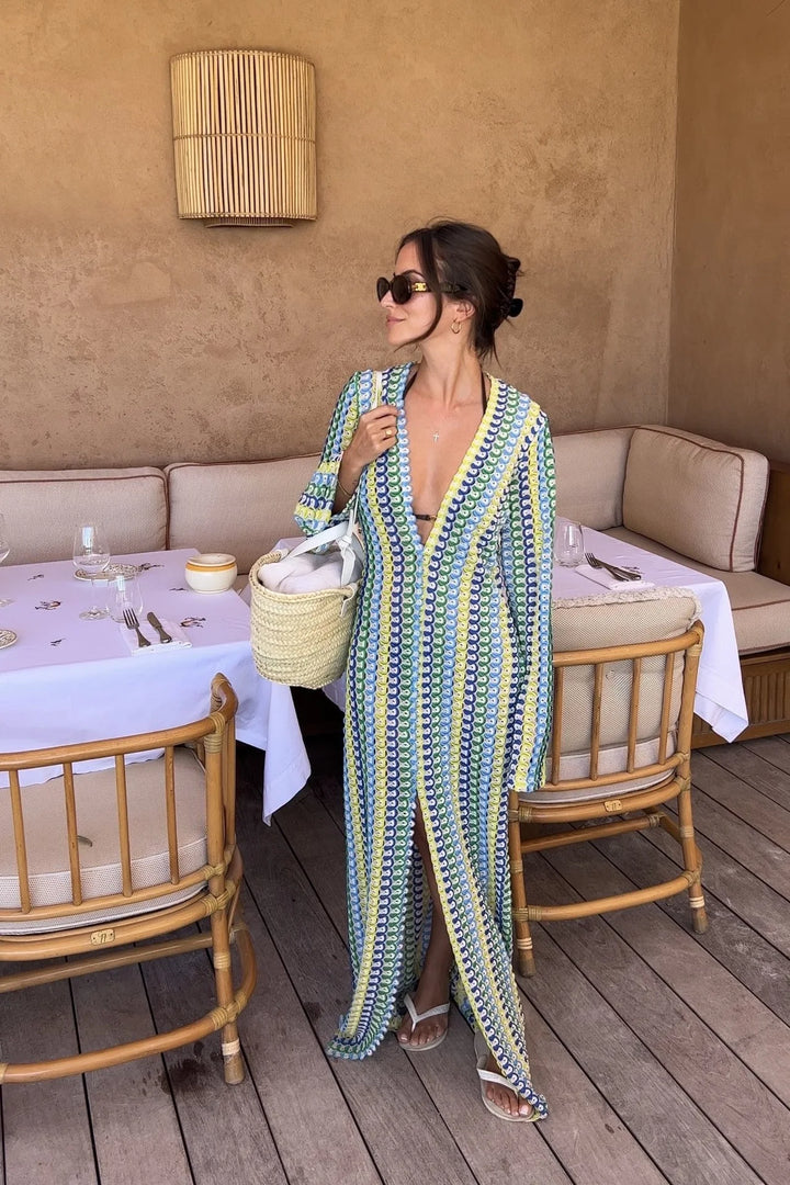 Giada Damen Maxikleid mit Rückenausschnitt & Schlitz
