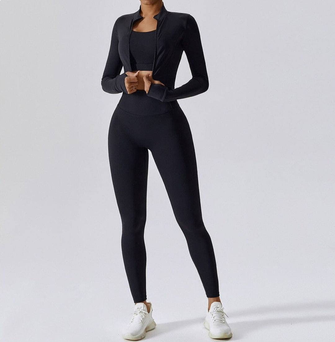 Doreen Damen 3-Teiliges Fitness-Set mit Zipper