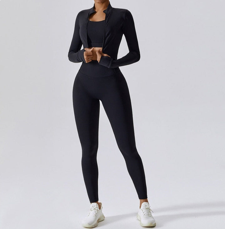 Doreen Damen 3-Teiliges Fitness-Set mit Zipper