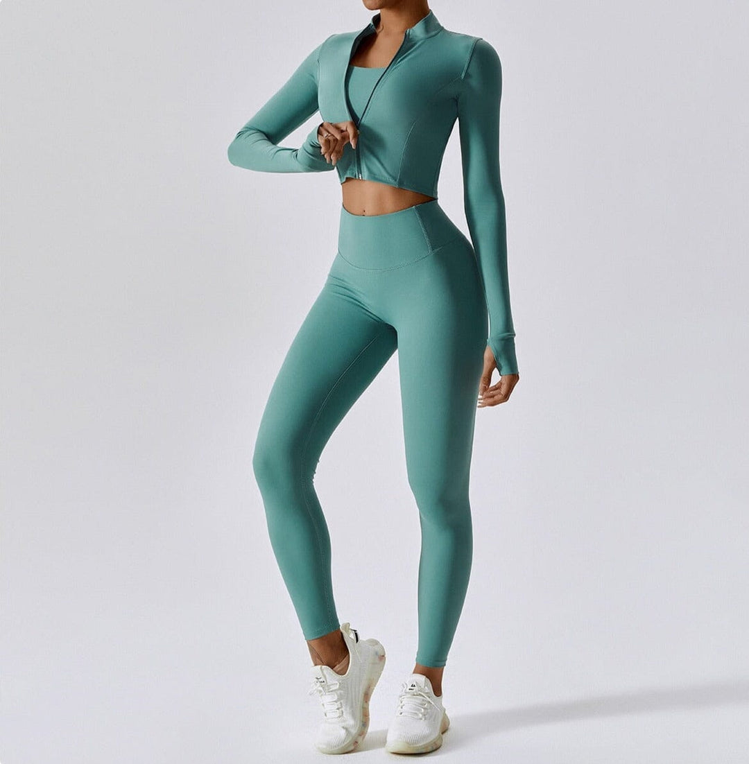 Doreen Damen 3-Teiliges Fitness-Set mit Zipper