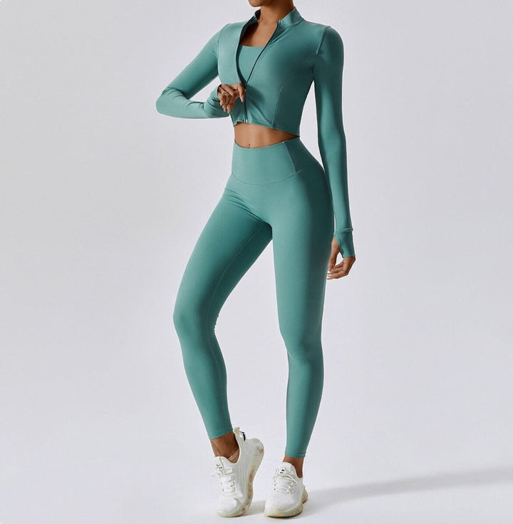 Doreen Damen 3-Teiliges Fitness-Set mit Zipper